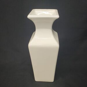 VTG Haeger Solid Cream Square Vase 12" Table Top Centerpiece